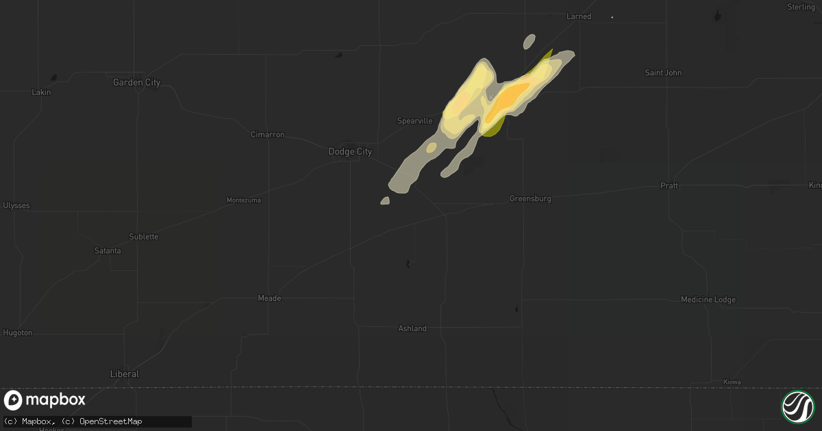 Hail map in Ford, KS on May 18, 2026