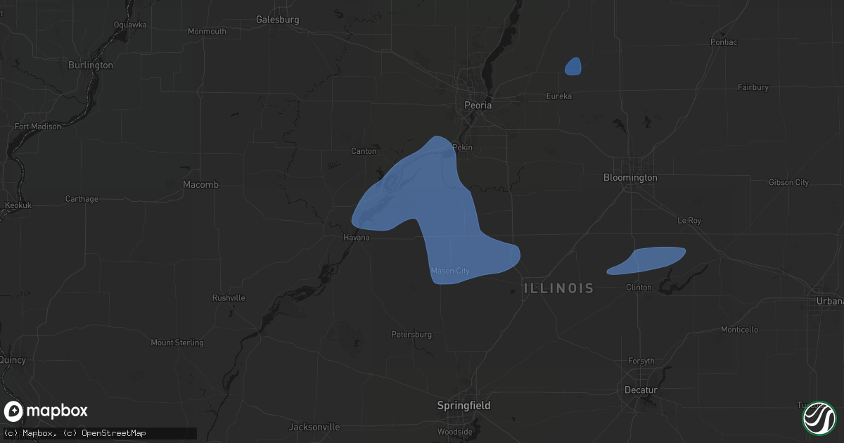 Hail map in Forest City, IL on May 18, 2026