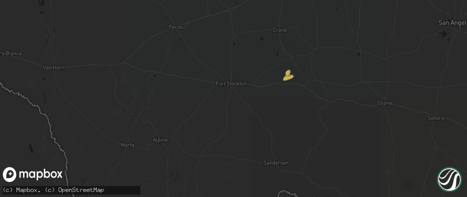 Hail map in Fort Stockton, TX on May 18, 2026