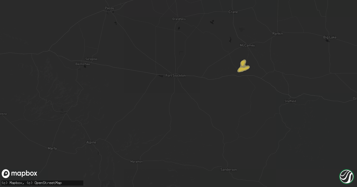 Hail map in Fort Stockton, TX on May 18, 2026