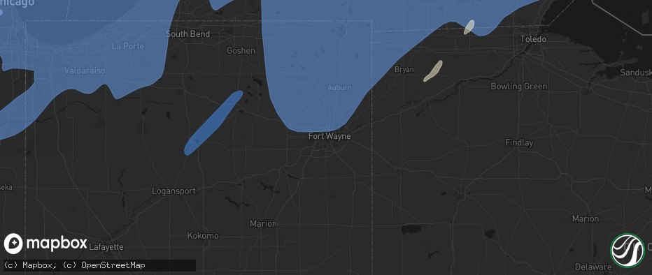 Hail map in Fort Wayne, IN on May 18, 2026