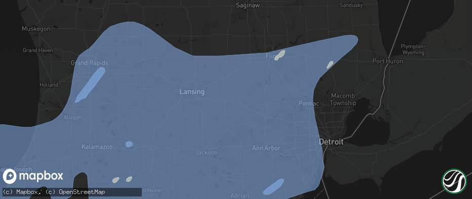 Hail map in Fowlerville, MI on May 18, 2026