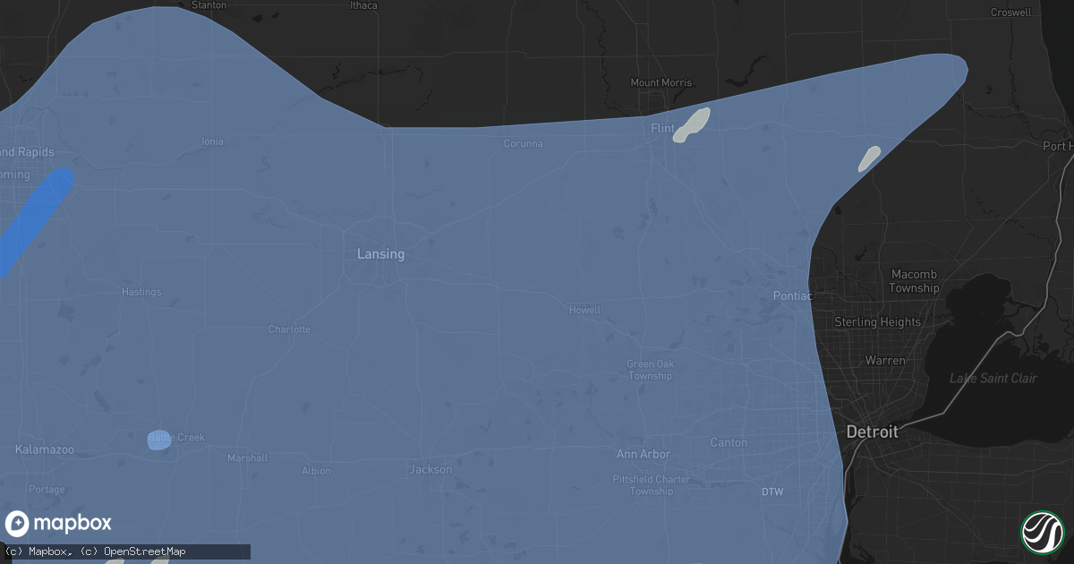 Hail map in Fowlerville, MI on May 18, 2026