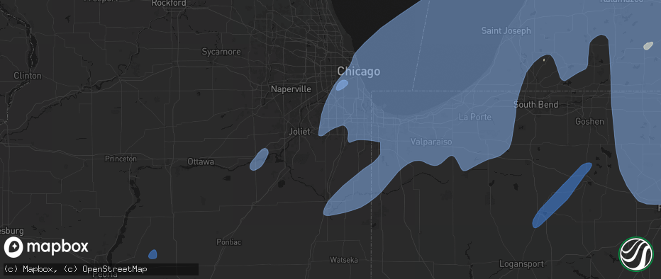 Hail map in Frankfort, IL on May 18, 2026