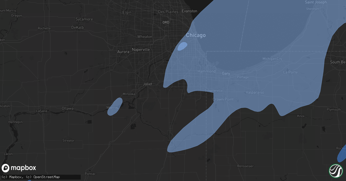 Hail map in Frankfort, IL on May 18, 2026