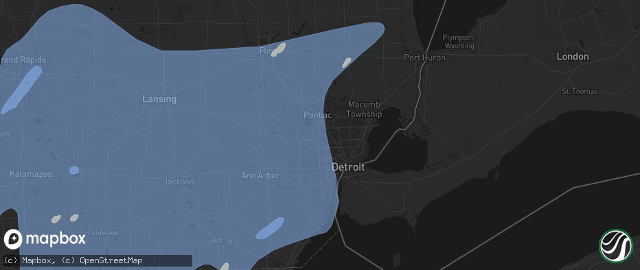 Hail map in Franklin, MI on May 18, 2026