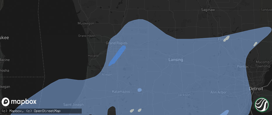 Hail map in Freeport, MI on May 18, 2026