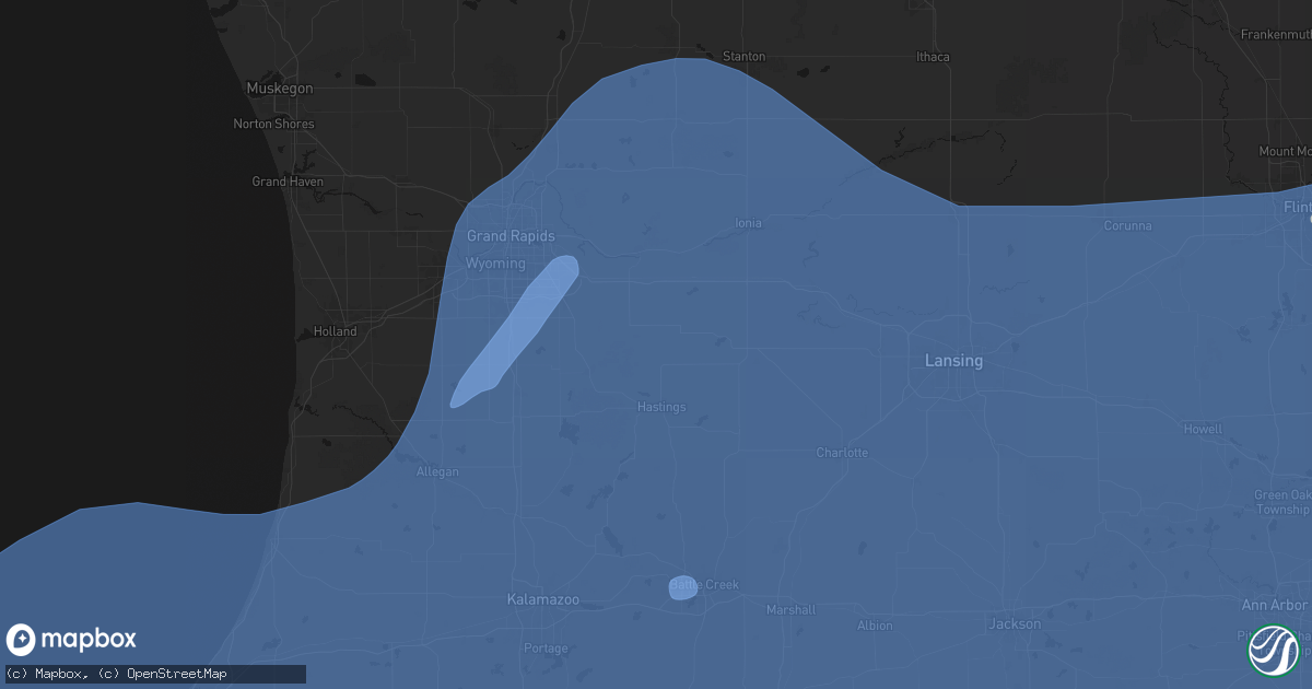 Hail map in Freeport, MI on May 18, 2026