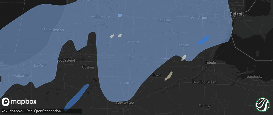 Hail map in Fremont, IN on May 18, 2026