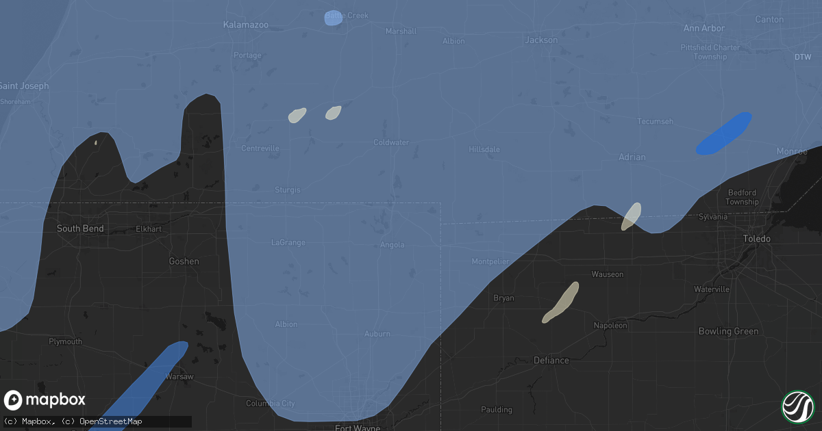 Hail map in Fremont, IN on May 18, 2026