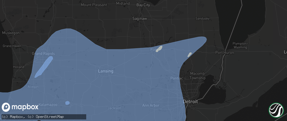 Hail map in Gaines, MI on May 18, 2026