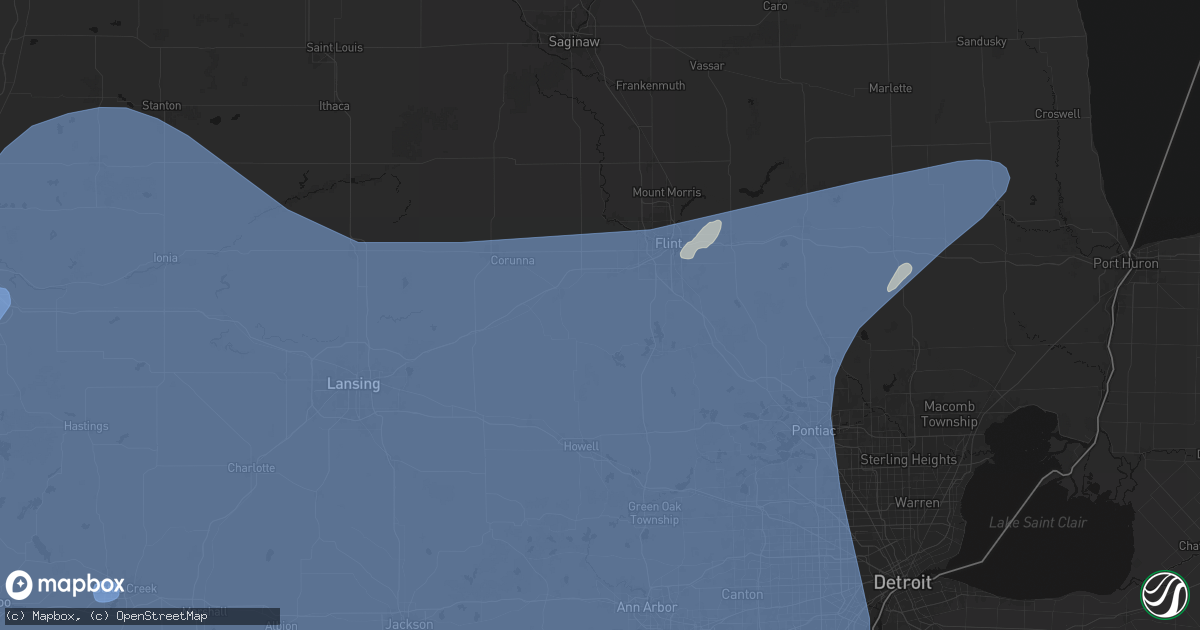Hail map in Gaines, MI on May 18, 2026
