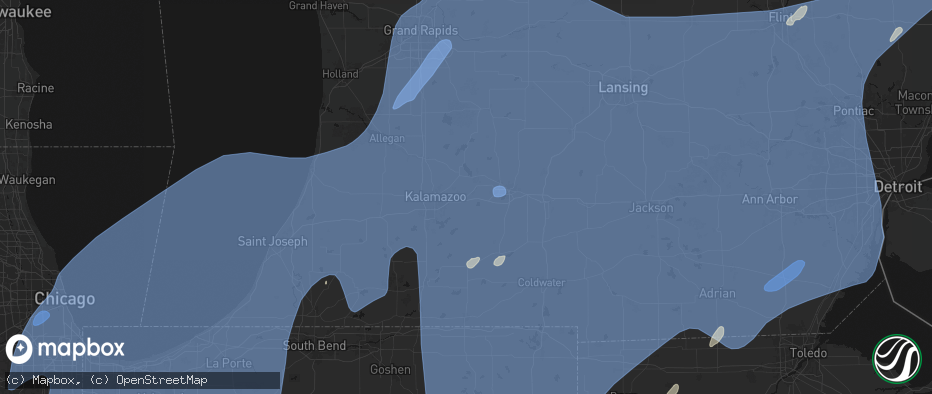 Hail map in Galesburg, MI on May 18, 2026