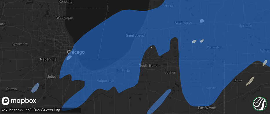 Hail map in Galien, MI on May 18, 2026