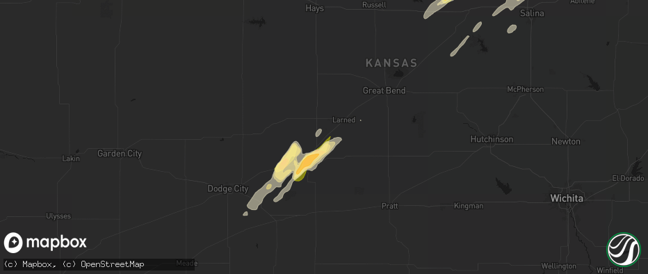 Hail map in Garfield, KS on May 18, 2026