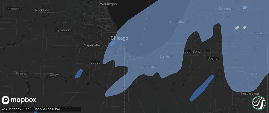 Hail map in Gary, IN on May 18, 2026