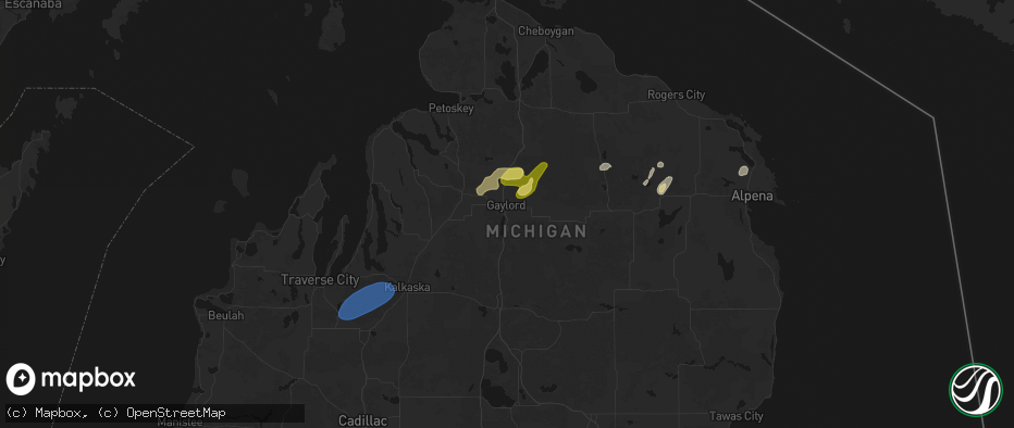 Hail map in Gaylord, MI on May 18, 2026