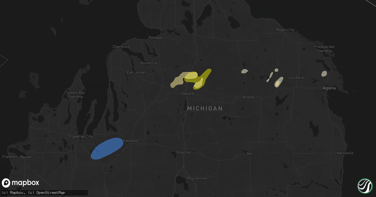 Hail map in Gaylord, MI on May 18, 2026