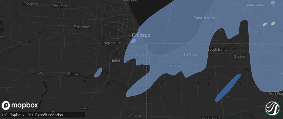 Hail map in Glenwood, IL on May 18, 2026