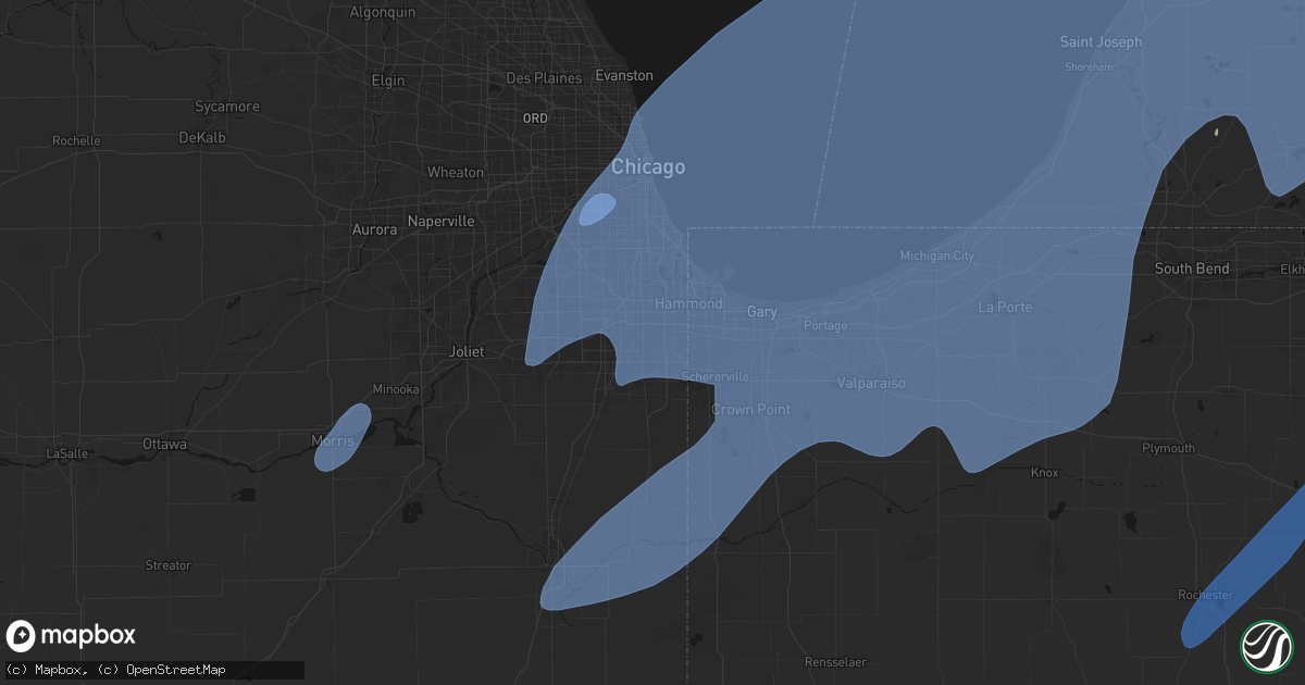 Hail map in Glenwood, IL on May 18, 2026