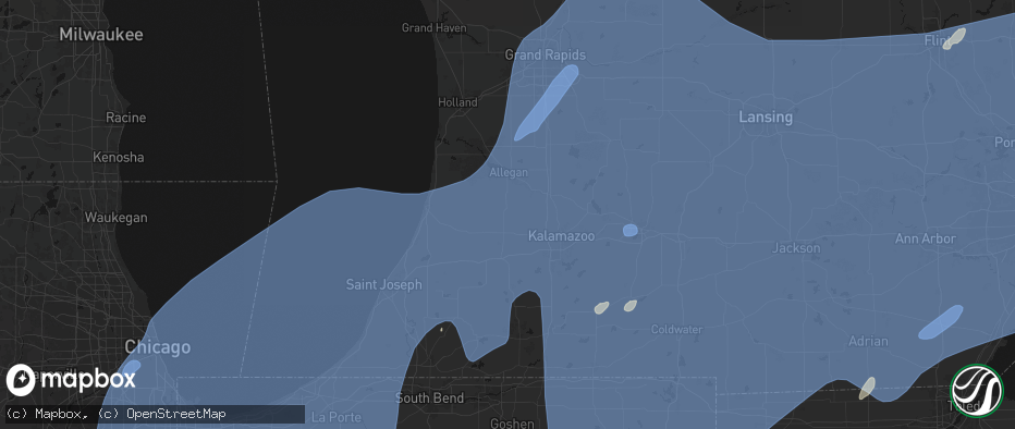 Hail map in Gobles, MI on May 18, 2026