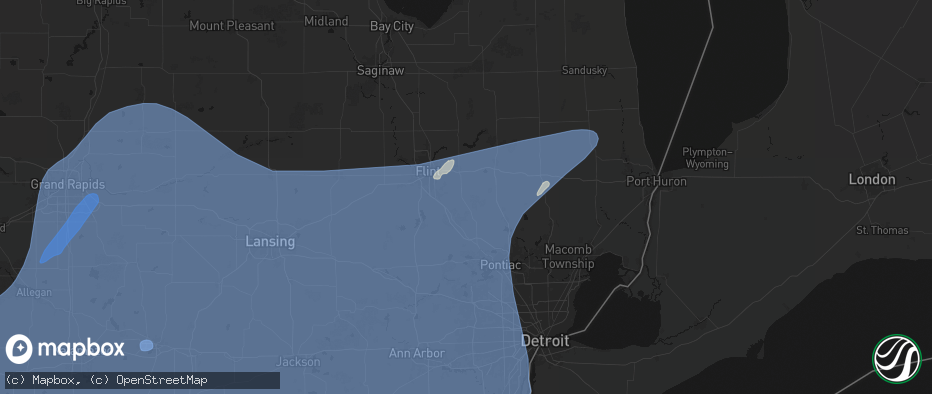 Hail map in Goodrich, MI on May 18, 2026