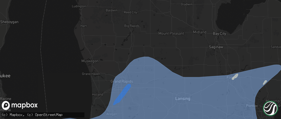 Hail map in Gowen, MI on May 18, 2026