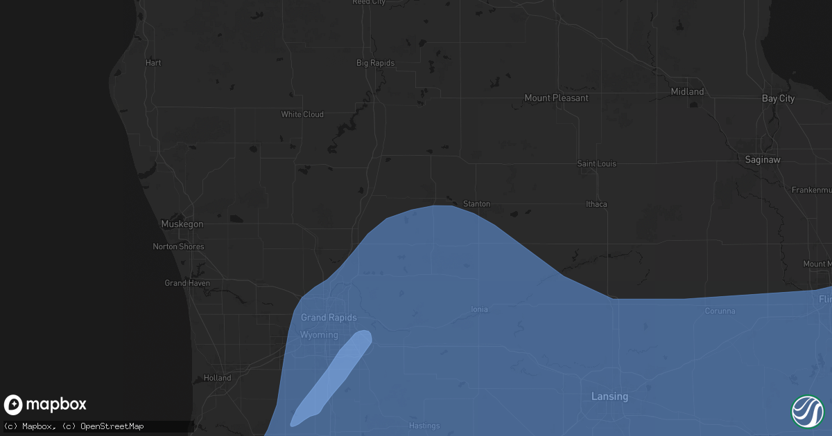 Hail map in Gowen, MI on May 18, 2026