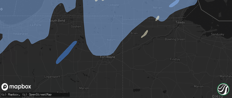 Hail map in Grabill, IN on May 18, 2026