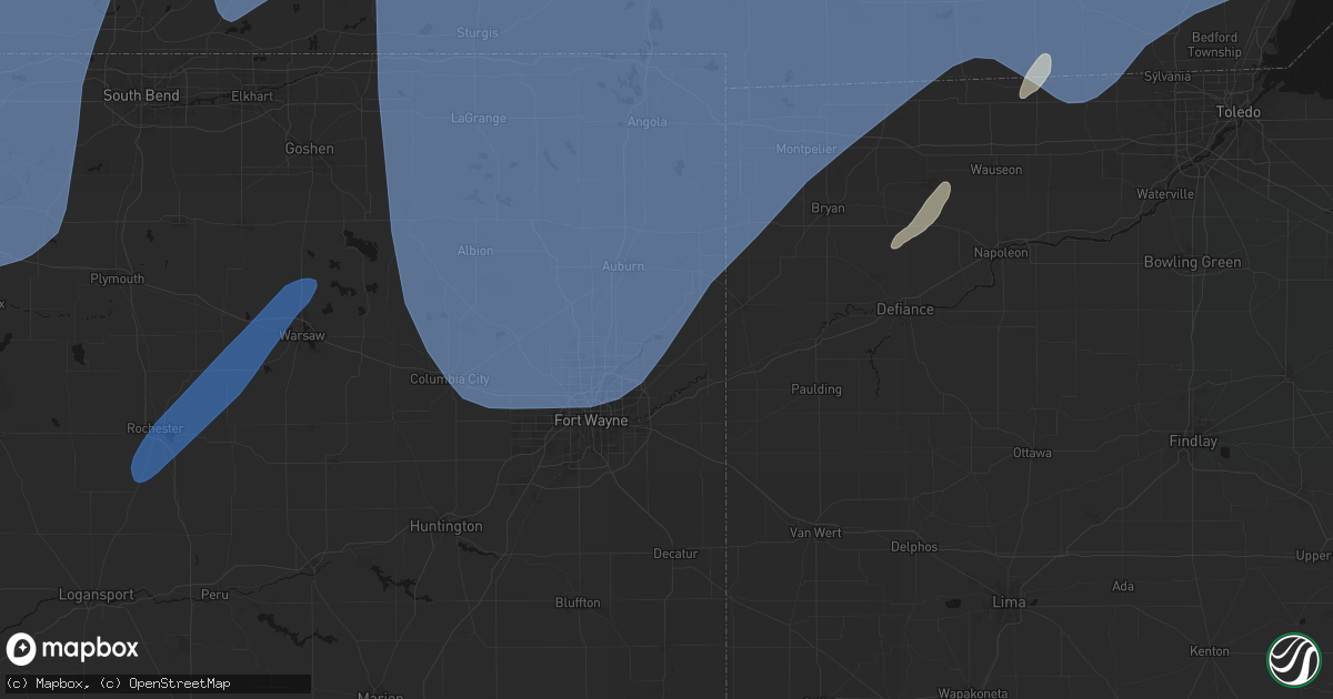Hail map in Grabill, IN on May 18, 2026