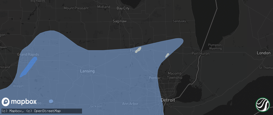 Hail map in Grand Blanc, MI on May 18, 2026