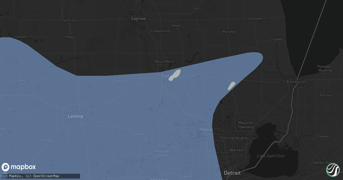 Hail map in Grand Blanc, MI on May 18, 2026