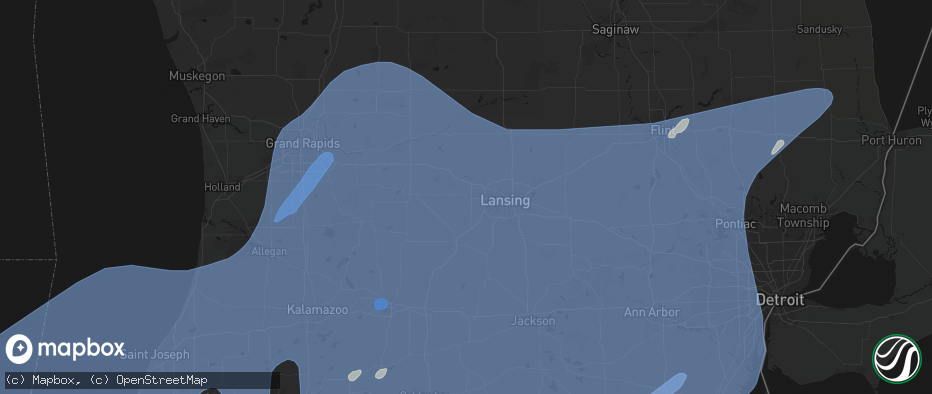 Hail map in Grand Ledge, MI on May 18, 2026