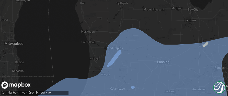 Hail map in Grand Rapids, MI on May 18, 2026