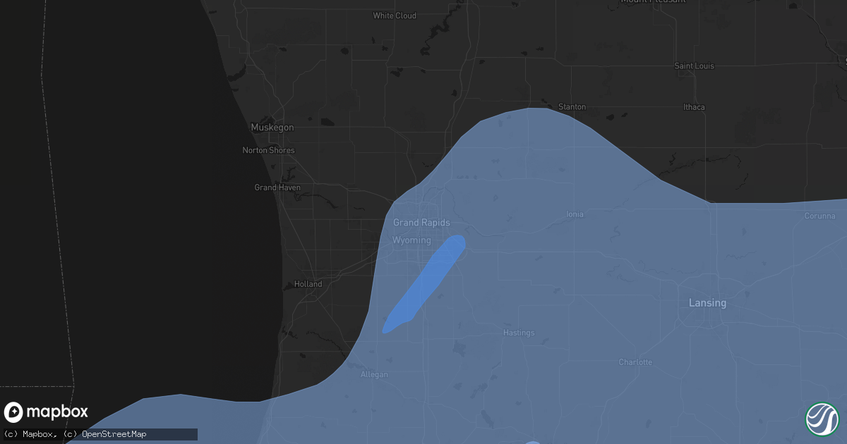 Hail map in Grand Rapids, MI on May 18, 2026