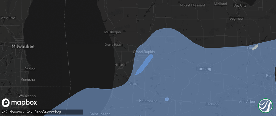 Hail map in Grandville, MI on May 18, 2026