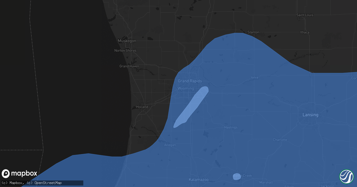 Hail map in Grandville, MI on May 18, 2026