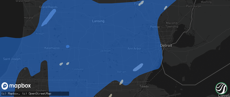 Hail map in Grass Lake, MI on May 18, 2026