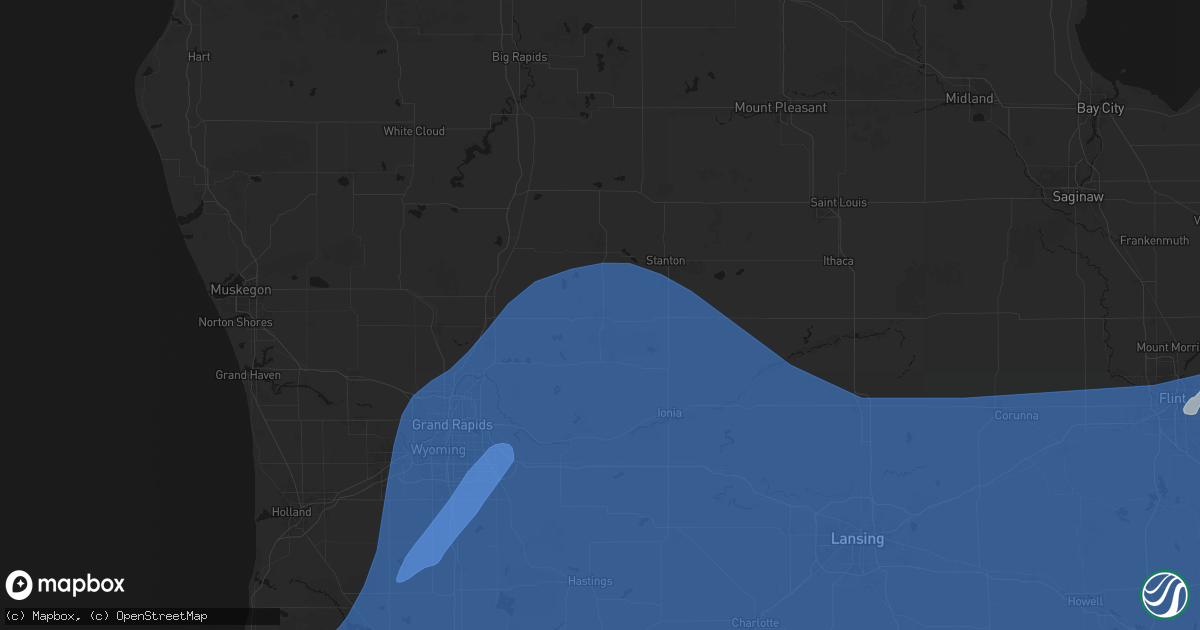 Hail map in Greenville, MI on May 18, 2026