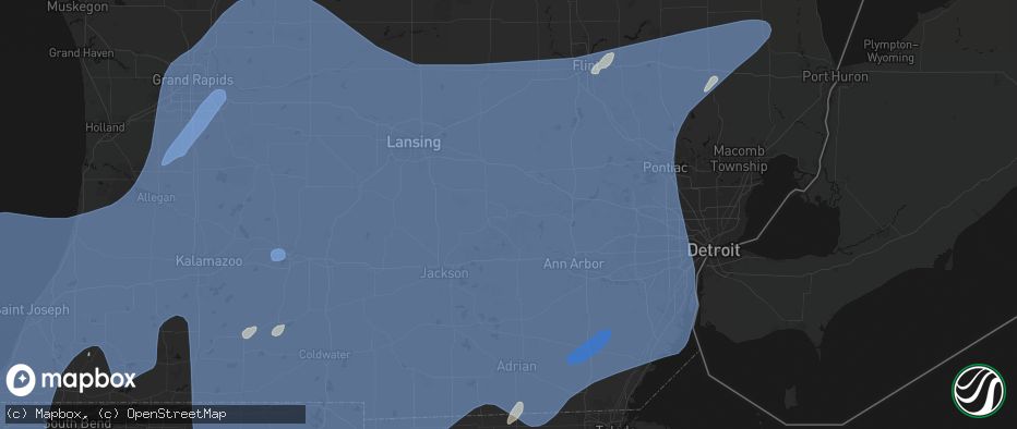 Hail map in Gregory, MI on May 18, 2026