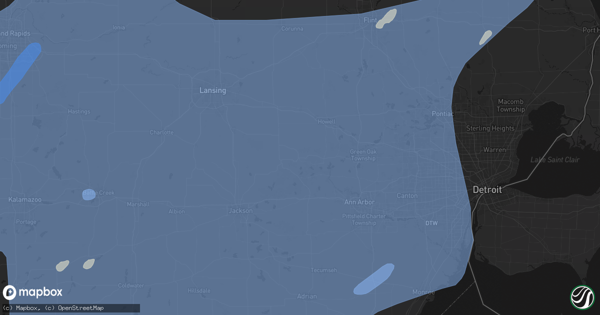 Hail map in Gregory, MI on May 18, 2026