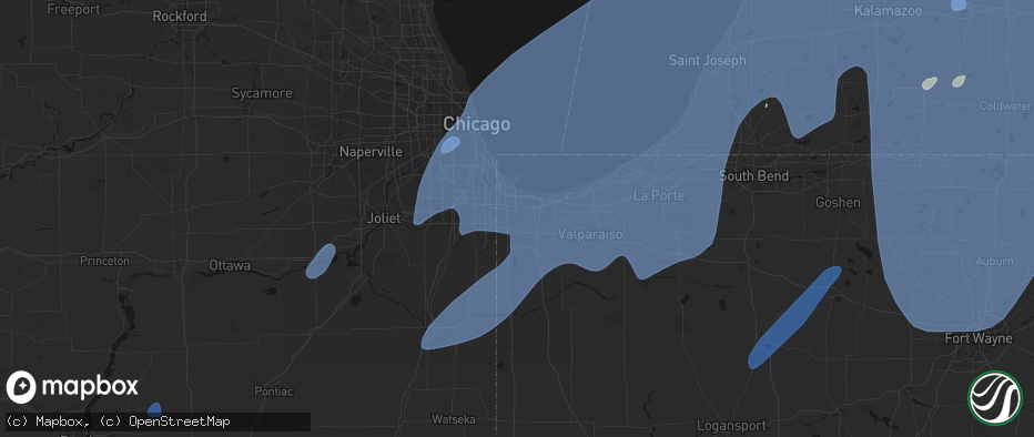 Hail map in Griffith, IN on May 18, 2026