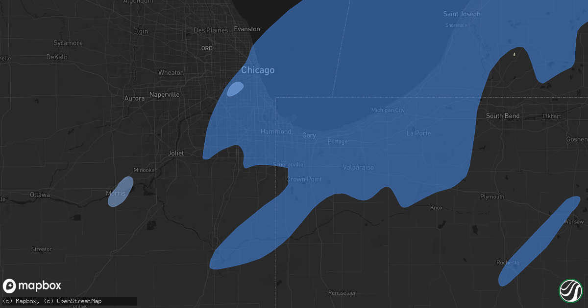 Hail map in Griffith, IN on May 18, 2026