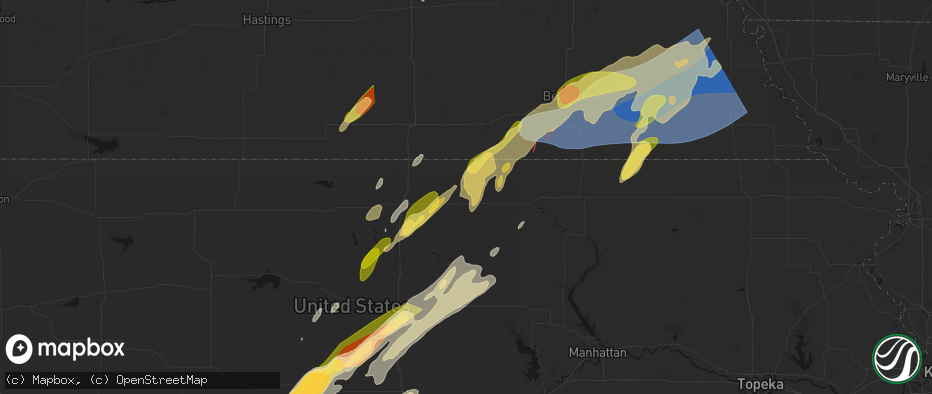 Hail map in Haddam, KS on May 18, 2026