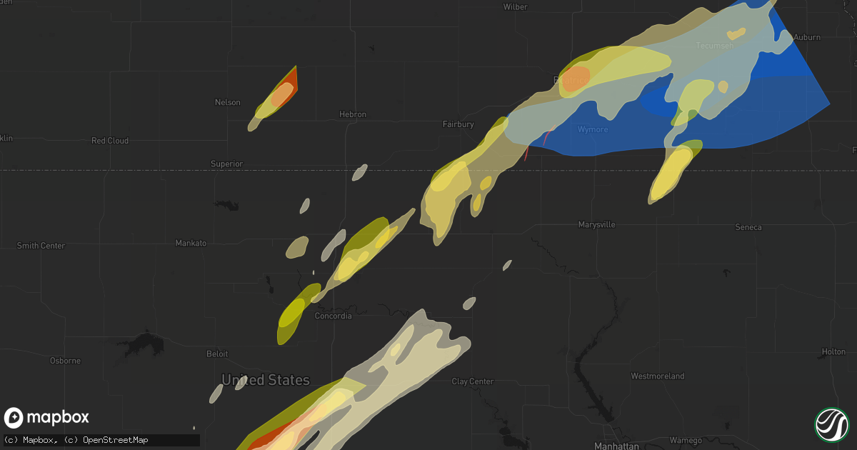 Hail map in Haddam, KS on May 18, 2026