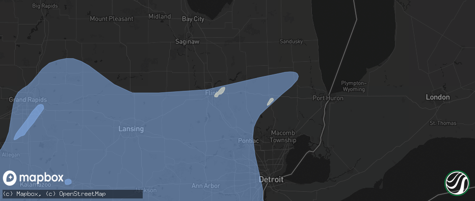 Hail map in Hadley, MI on May 18, 2026