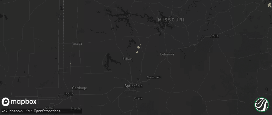 Hail map in Half Way, MO on May 18, 2026