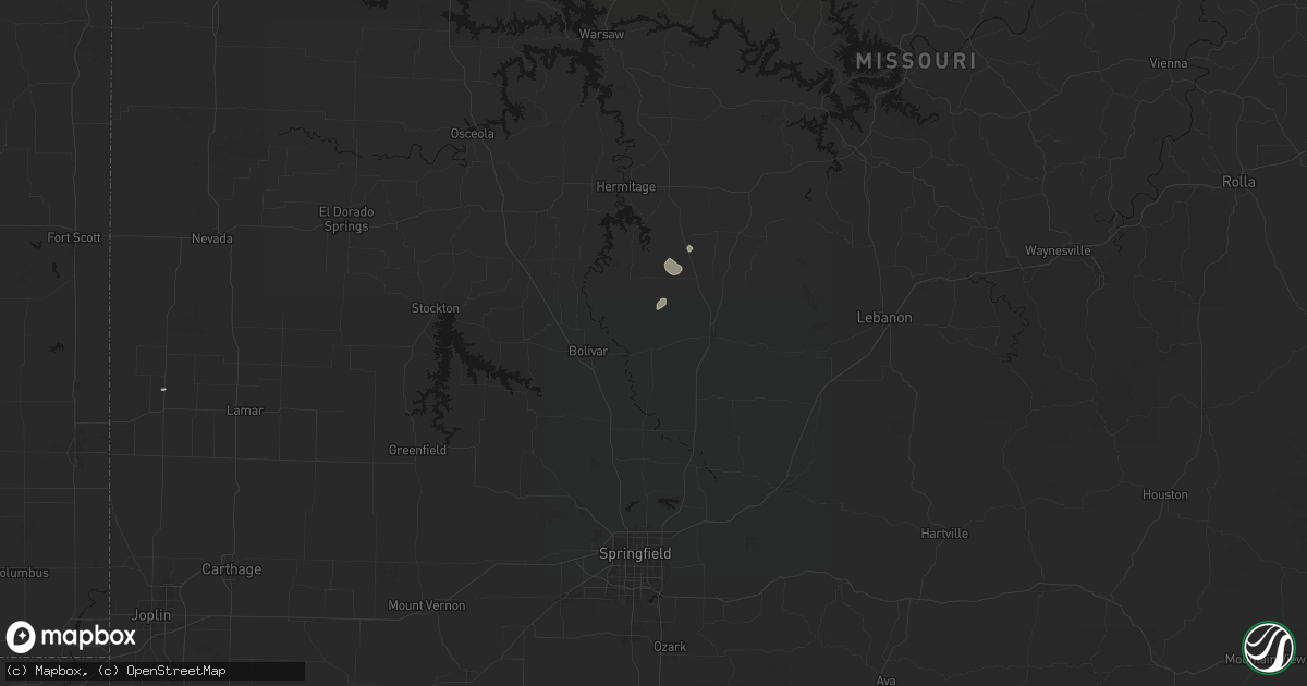 Hail map in Half Way, MO on May 18, 2026