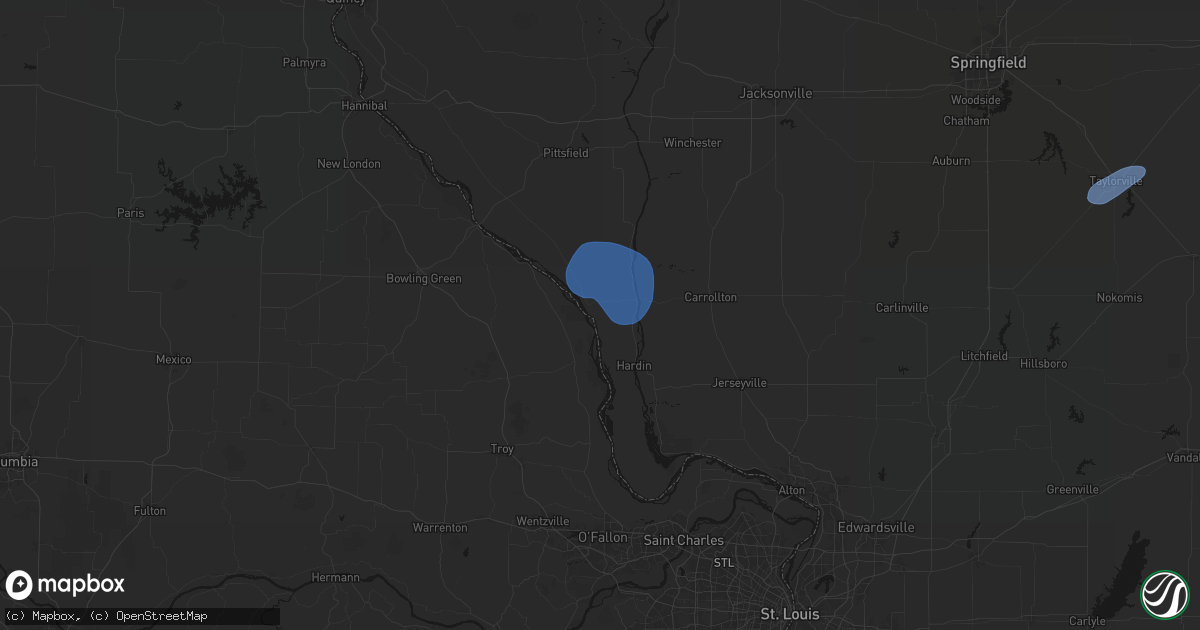 Hail map in Hamburg, IL on May 18, 2026