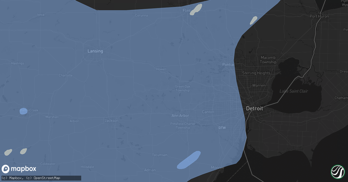 Hail map in Hamburg, MI on May 18, 2026